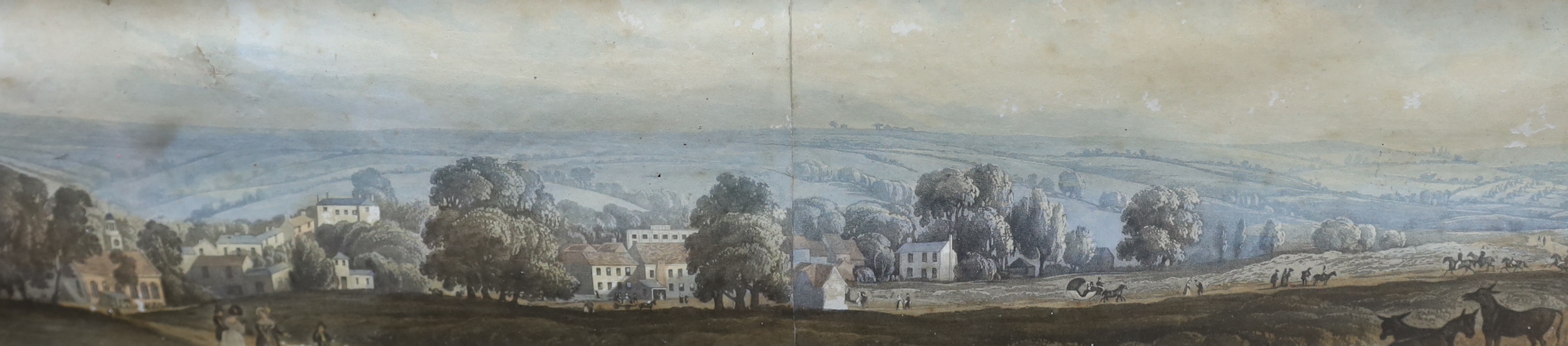 Robert Havell, coloured aquatint, A Panoramic View of Tunbridge Wells, as seen from Victoria Grove, 149cm x 13cm